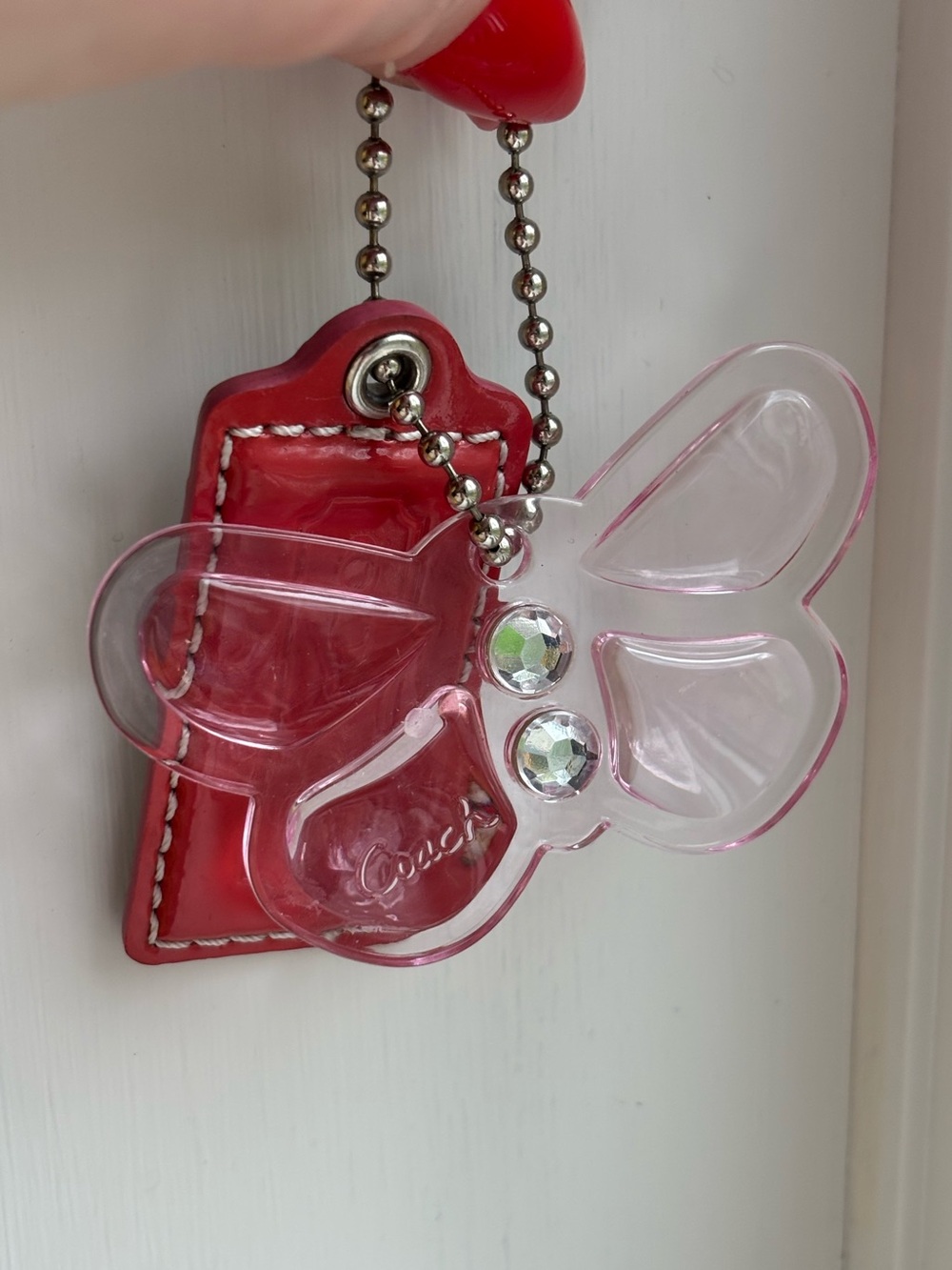 COACH Pink Butterfly & Leather Charm Keychain’s - Picture 2 of 7